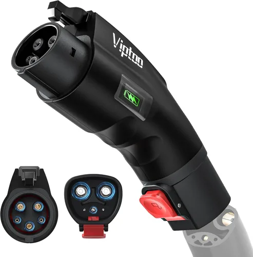 VIPTOO Adaptador Tesla a J1772 60A 250V AC — NACS EV conector de carga con pantalla de estado de carga para Tesla Wall/Destino/Cargador móvil, carga
