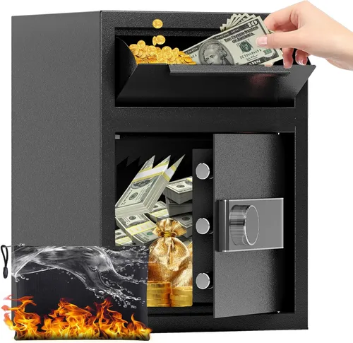 Miniatura 11 de KAER Caja fuerte de 4.0 pies cúbicos, caja fuerte antirrobo para dinero con ranura de caída de posición rápida, teclado digital, llave de repuesto