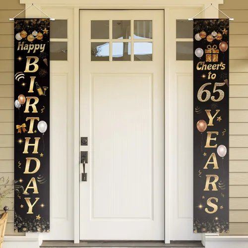 Miniatura 18 de Cartel de Feliz cumpleaños para la puerta, color negro