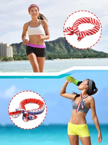 Miniatura 17 de Janmercy 10 unidades de teñido anudado para el cuello, bufandas refrescantes, bandanas de hielo de verano para hombres y mujeres, camping, correr