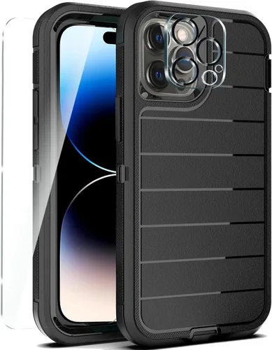Miniatura 26 de YmhxcY Funda para iPhone 12/iPhone 12 Pro [2 Protectores de Pantalla de Vidrio Templado] Cubierta Duradera de 3 Capas A Prueba de Caídas/Funda