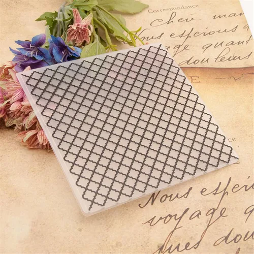 Miniatura 4 de Arbuya Carpeta de plástico en relieve (5.9 x 5.9 pulgadas, patrón de diamante) para manualidades de papel, impresiones texturizadas de plástico