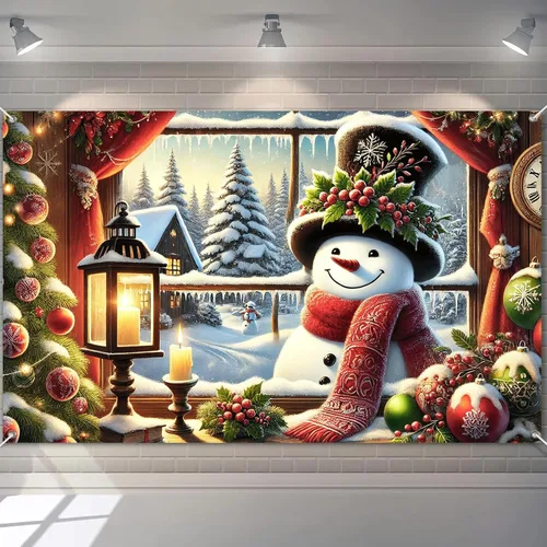 Miniatura 21 de BlissYard Telón de fondo de tren de Papá Noel, 71 x 43 pulgadas, pancarta de escena de Navidad de pan de jengibre, fondo de fotos para fiestas