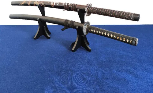 Miniatura 6 de WANLIAN Soporte de espada, soporte de exhibición de armas de dos capas, soporte de madera samurai espada Katana soporte de exhibición