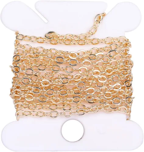 Miniatura 2 de JOE FOREMAN Cadena de latón de 39.4 in con oro de 14 quilates para collar y joyería, 39 pulgadas