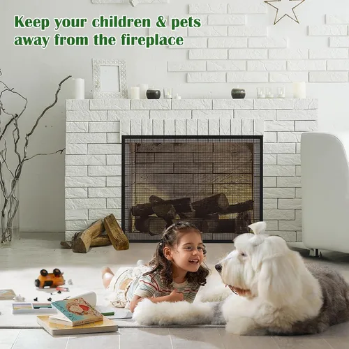 Miniatura 5 de Pantalla de Chimenea Malla Segura Puerta de Malla Pantalla a Prueba de Niños Barrera Protectora de Chimenea Existente Red Protectora Cubierta