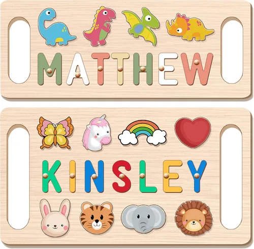 Miniatura 10 de Rompecabezas de nombre personalizado para niños, regalos personalizados para bebés, rompecabezas de nombres para niños pequeños de 1-3, primer