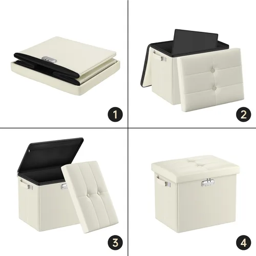 Miniatura 9 de DocSafe Otomana de almacenamiento con cerradura, caja de almacenamiento plegable de 17 pulgadas resistente al fuego y al agua con asas, segura