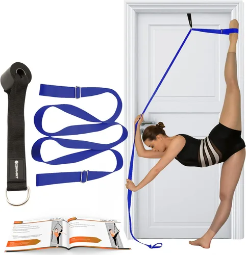 Miniatura 9 de Soga de estiramiento con anclaje de puerta - Equipo de estiramiento para mejorar la flexibilidad de las piernas - Entrenador de rajadas para el Negro
