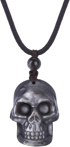 GENASTO Collar de piedra de obsidiana, colgante de cristal curativo, joyería espiritual, piedra natural para felicidad y suerte, Piedra, Ágata