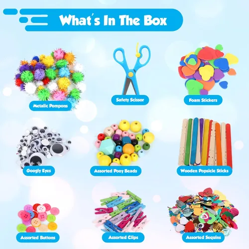 Miniatura 3 de Darice Kit de artes y manualidades – Más de 500 piezas de suministros y materiales de manualidades para niños, caja de suministros de arte