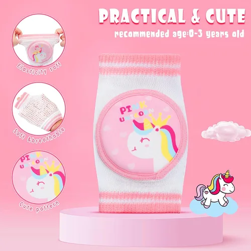 Miniatura 2 de Preboun 6 pares de rodilleras de bebé para gatear antideslizantes, protectores de rodilla transpirables para niños y niñas, 0-3 años de edad