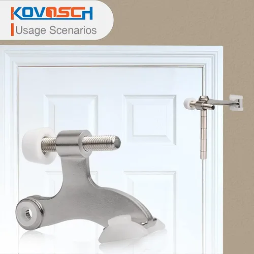 Miniatura 5 de Paquete de 10 Topes de Puerta con Pasador de Bisagra de Níquel Satinado Cepillado - Topes de Puerta con Pasador de Bisagra Ajustables de Servicio