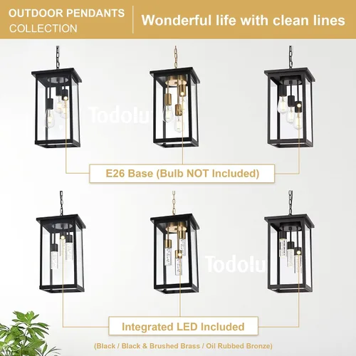 Miniatura 74 de TODOLUZ Lámpara Colgante de Exterior de 3 Luces Negra, Linterna Colgante Exterior Ajustable Luz de Porche