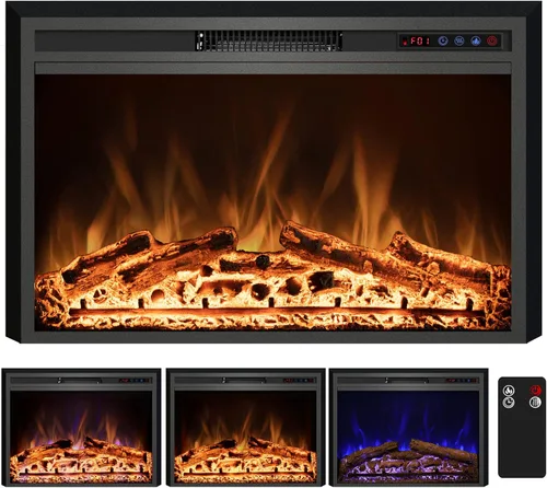 Chimenea Eléctrica, Insertos de Chimenea Eléctrica de 40", Calentador de Chimenea Empotrado con Control Remoto, Colores de Llama Ajustables,