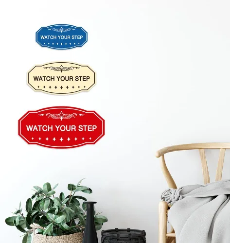 Miniatura 8 de Signs ByLITA Victorian Watch Your Step - Letrero de pared o puerta Material duradero y fácil instalación Señalización de seguridad (negro)