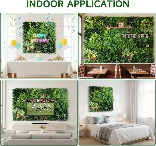 Miniatura 7 de Paneles de pared de plantas artificiales, paneles de boj verde de 40 x 40 pulgadas con protección UV, valla de privacidad de hiedra de hierba