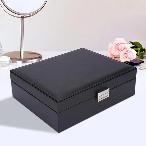 Miniatura 5 de ATAIMEISEN Organizador de caja de joyas, cajas de almacenamiento de joyas de viaje, soportes para collares, bandeja de exhibición, estuche