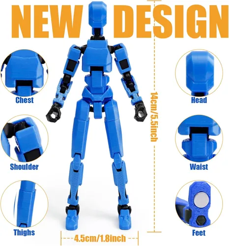 Miniatura 2 de Juego de 6 figuras de acción T13 ensambladas, muñecos magnéticos multicolores Robo Dummy Titan 13 con armas, figuras de acción de Navidad
