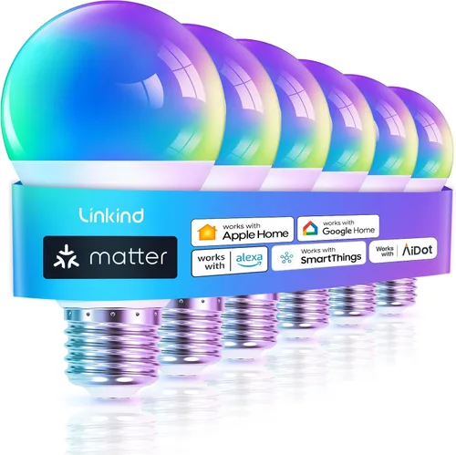 Miniatura 11 de Bombilla Inteligente Linkind Matter, 1100LM 75W Bombillas Inteligentes que Funcionan con Alexa/Apple Home/Google Home/SmartThings, Bombillas LED