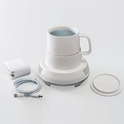 Miniatura 10 de Portavasos para automóvil con enfriador de bebidas, calentador inteligente de tazas, soporte para vasos 2 en 1 para automóvil (blanco con dorado)