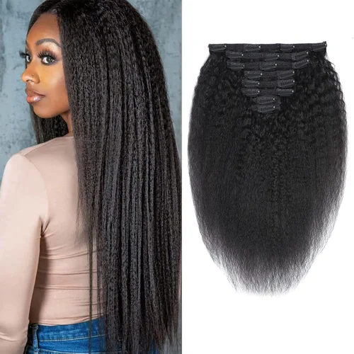 Miniatura 16 de Extensiones de cabello ondulado con clip, rizado natural, 100% cabello humano brasileño sin procesar, para mujeres negras (12 pulgadas)
