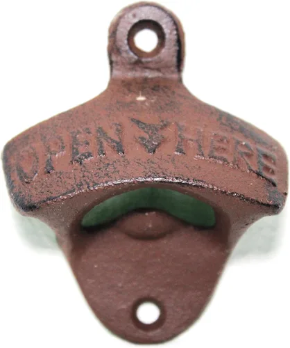 Miniatura 2 de Juego de 6 abridores de botellas de hierro fundido "Open Here" con aspecto vintage