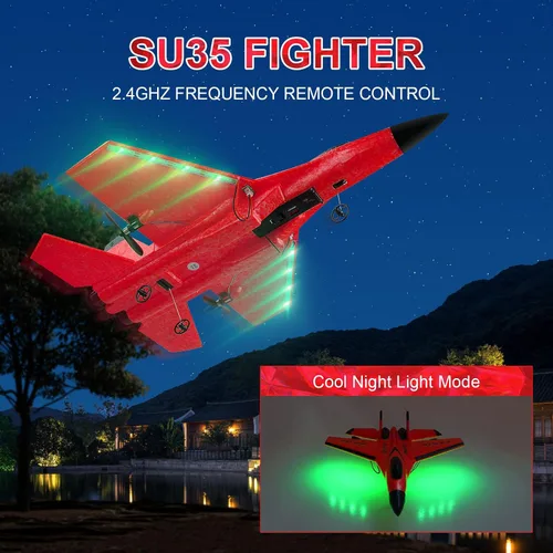 Miniatura 2 de Avión RC 2CH Avión RC 2.4GHz Avión de control remoto RTF SU35 RC Jet Fácil de volar FX620 Avión Juguetes RC Aviones RC para adultos, niños y Rojo