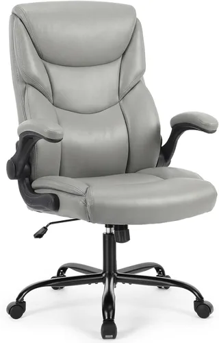 Miniatura 11 de Sweetcrispy Silla ergonómica para juegos de computadora, respaldo alto, sillas de oficina con ruedas, brazos abatibles, altura ajustable, piel