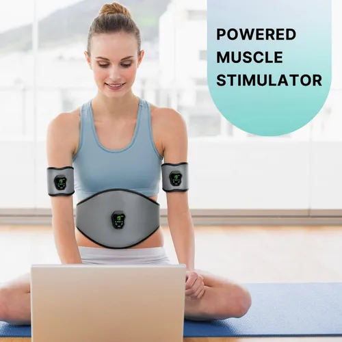 Miniatura 3 de NEWPINE Cinturón de fitness, estimulador muscular alimentado para uso doméstico, para acondicionamiento muscular gris