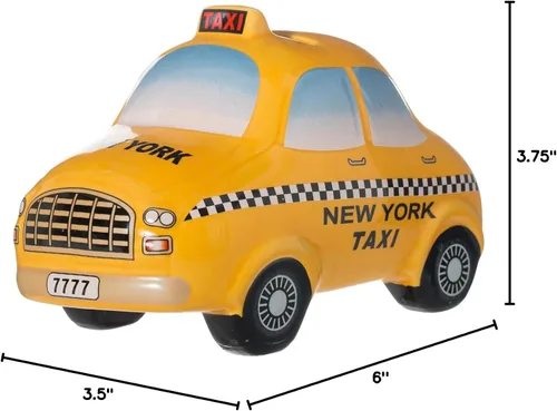 Miniatura 4 de Hucha de cerámica para taxi de la ciudad de Nueva York, con licencia oficial, diseño amarillo y a cuadros, 6 pulgadas de largo x 3.5 pulgadas