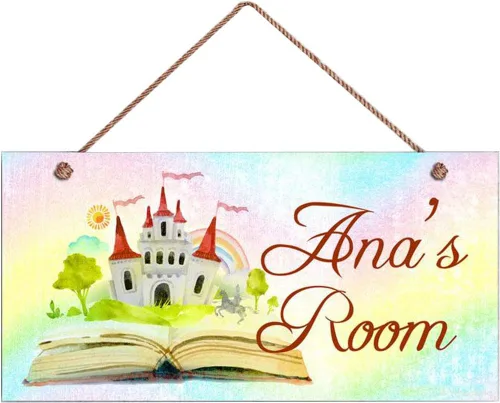 Miniatura 6 de XIUXZMM Letrero de hipopótamo, letrero personalizado de bosque, nombre del niño, letrero de puerta para niños, decoración de guardería de bebé