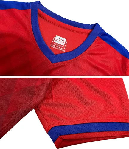 Miniatura 3 de Hiheart Conjunto de fútbol de camiseta de manga corta y pantalones cortos de malla para niños