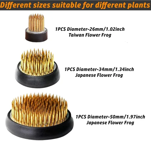 Miniatura 5 de Juego de 4 arreglos florales de rana de flores de Taiwán, ranas florales japonesas Ikebana Kenzan, herramientas 2 en 1, herramienta para enderezar