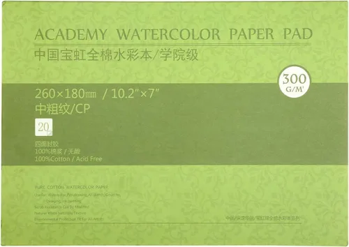 Miniatura 7 de MEEDEN Bloque de papel de acuarela de algodón de 8.3 x 12 pulgadas, papel de acuarela de superficie lisa, prensa caliente, 140 libras/300 gsm, 20
