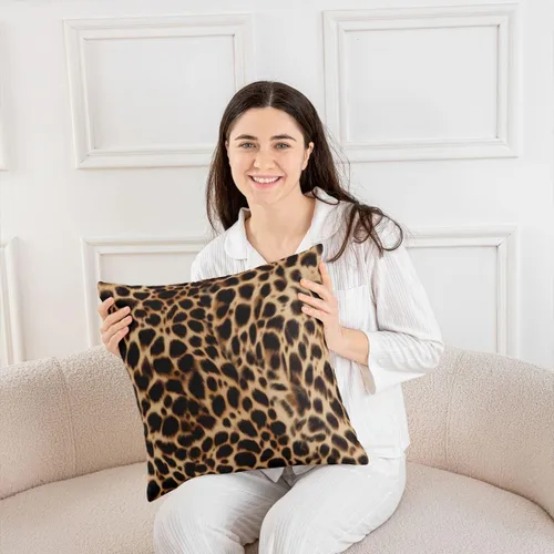 Miniatura 6 de Feelyou Juego de 2 fundas de almohada de leopardo de 16 x 16 pulgadas, fundas decorativas con estampado de guepardo, decoración del hogar, funda