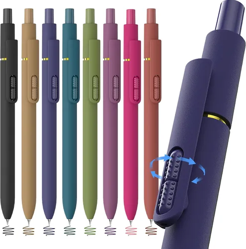 Miniatura 13 de HIACRY 8Pcs Blue Ink Gel Pens, Quick-Dry 0.7mm Fine Point Fidget Pens, Smooth Writing Journaling Pens for Note Taking, Gift for Women & Girls