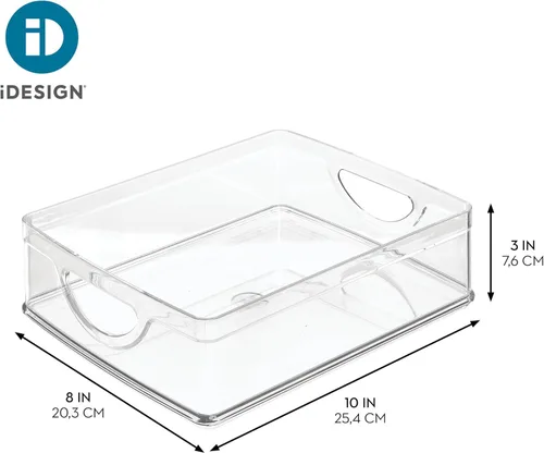 Miniatura 4 de iDesign contenedor apilable para despensa con asas para gabinetes o nevera, transparente, fabricado en EE. UU