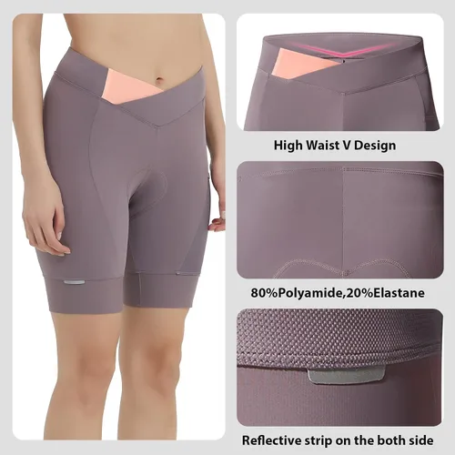 Miniatura 5 de Santic Pantalones cortos de ciclismo para mujer, mallas transpirables acolchadas
