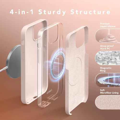 Miniatura 352 de GONEZ Funda de silicona para iPhone 15 Pro Max, compatible con Magsafe, protector de cámara + protector de pantalla, forro de microfibra suave