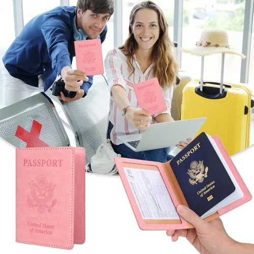 Miniatura 2 de BULFULL Soporte para pasaporte, bolsa de viaje para el cuello, bolsa de viaje con bloqueo RFID, cartera de cuello de viaje de múltiples vías