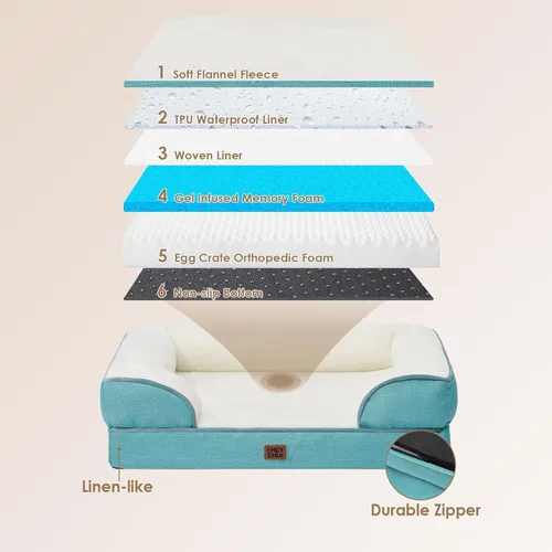 Miniatura 245 de EHEYCIGA – Cama ortopédica impermeable para perros pequeños, de espuma viscoelástica tipo caja de huevos, con bordes elevados y base antideslizante