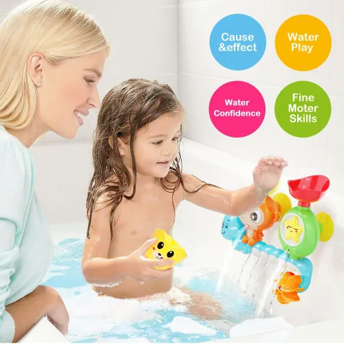 Miniatura 6 de G-WACK Juguetes de baño para niños pequeños de 1, 2 y 3 años, juguetes de agua para tina de bebé recién nacido, juguetes de agua interactivos