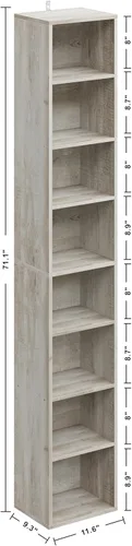 Miniatura 3 de IRONCK Estantería alta y estrecha de 8 niveles, estantería de esquina compacta, fácil de combinar para sala de estar, oficina, estudio, dormitorio