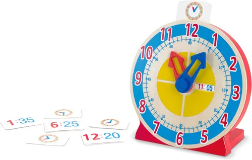 Miniatura 8 de Reloj de madera educativo para niños, con tarjetas reversibles de hora; juguete "Turn & Tell" de Melissa & Doug