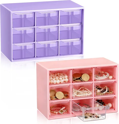 Miniatura 9 de Wenqik 2 Piezas Mini Cajones de Almacenamiento Organizador de Caja de Herramientas para Maestros con 9 Cajones Transparentes Pequeño Organizador