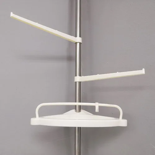 Miniatura 4 de FixtureDisplays® Juego de 2 bandejas de almacenamiento de tensión para bañera y ducha con barra fija de acero inoxidable de 3.3-10 pies de altura