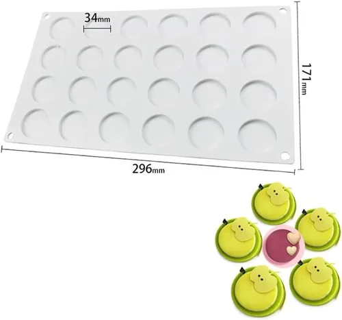 Miniatura 3 de Molde de silicona para sellos de disco redondo plano, molde adhesivo para encerar, molde para pastel de chocolate, molde para hornear, bandeja