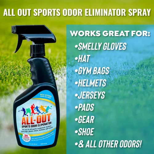 Miniatura 7 de All-Out Sports Spray eliminador de olores y desodorante Perfecto para guantes malolientes, sombreros, bolsos, cascos, camisetas, almohadillas