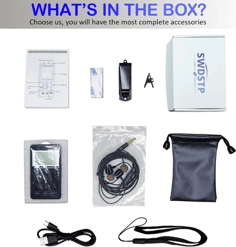Miniatura 7 de Radio de bolsillo portátil AM/FM con pantalla LCD de sintonización digital, mini radio recargable SWDSTP con auriculares estéreo y clip de cinturón